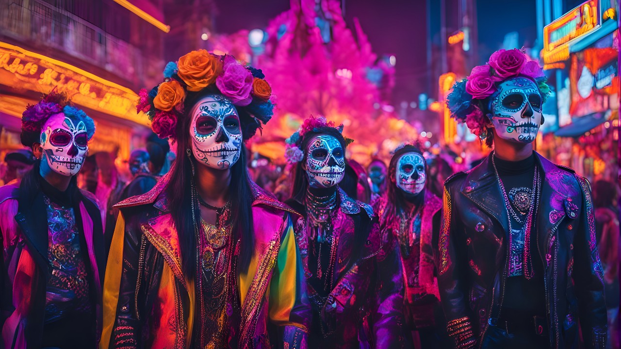 Le Grand D Fil M Xicain El Dia De Los Muertos D Barque Bordeaux   AdobeStock 650948641 