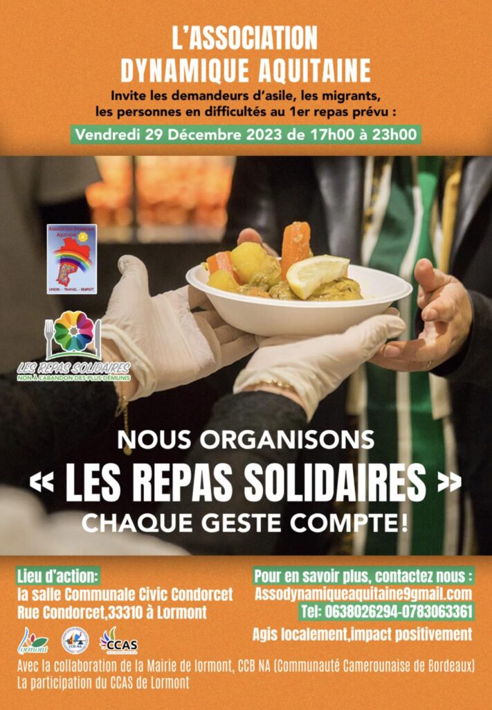 Repas solidaire à Lormont par l'association Dynamique Aquitaine